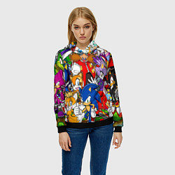 Толстовка-худи женская Sonic, цвет: 3D-черный — фото 2