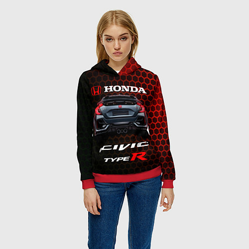 Женская толстовка Honda Civic Type R / 3D-Красный – фото 3