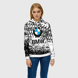 Толстовка-худи женская BMW, цвет: 3D-белый — фото 2