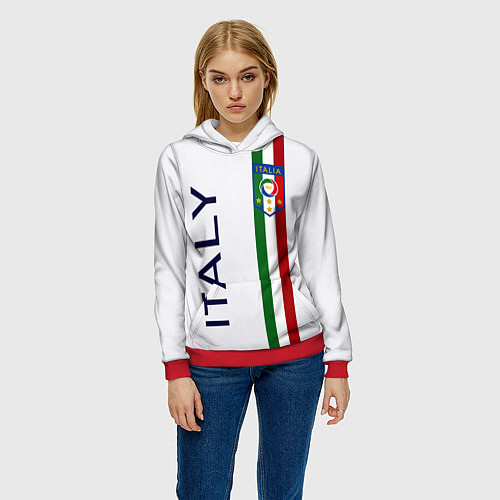 Женская толстовка СБОРНАЯ ИТАЛИИ / 3D-Красный – фото 3