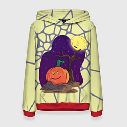 Толстовка-худи женская Halloween Мозайка, цвет: 3D-красный