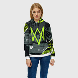 Толстовка-худи женская WATCH DOGS: LEGION, цвет: 3D-белый — фото 2