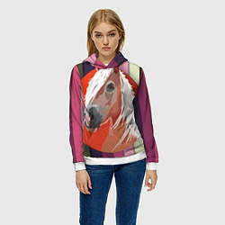 Толстовка-худи женская Лошадь с фоном, цвет: 3D-белый — фото 2