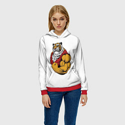 Толстовка-худи женская Тигр, цвет: 3D-красный — фото 2
