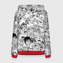 Толстовка-худи женская Ahegao monochrome, цвет: 3D-красный