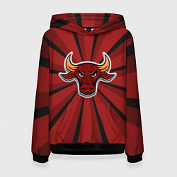 Толстовка-худи женская Красный бык, цвет: 3D-черный