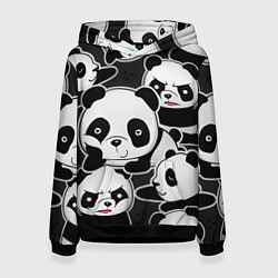 Толстовка-худи женская Смешные панды, цвет: 3D-черный