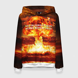 Толстовка-худи женская Never forget 2020, цвет: 3D-белый
