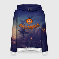 Толстовка-худи женская Halloween Pumpkin, цвет: 3D-белый