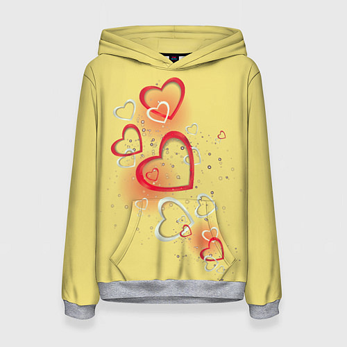 Женская толстовка Сердечки в лимонаде / 3D-Меланж – фото 1