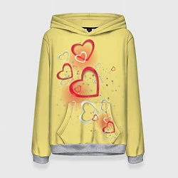 Толстовка-худи женская Сердечки в лимонаде, цвет: 3D-меланж
