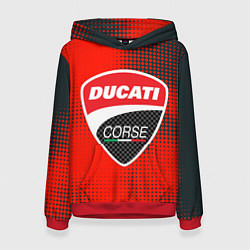 Толстовка-худи женская Ducati Corse logo, цвет: 3D-красный