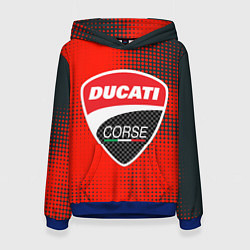 Толстовка-худи женская Ducati Corse logo, цвет: 3D-синий