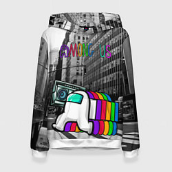 Толстовка-худи женская Among Us по улицам Нью-Йорка, цвет: 3D-белый