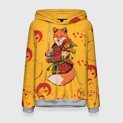 Толстовка-худи женская Лис Самурай, цвет: 3D-меланж