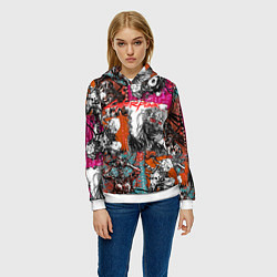 Толстовка-худи женская Cyberpunk 2077, цвет: 3D-белый — фото 2