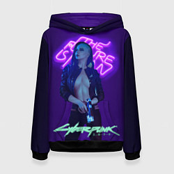 Толстовка-худи женская Cyberpunk 2077 V, цвет: 3D-черный