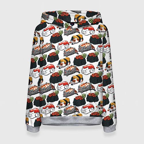 Женская толстовка Котики Суши / 3D-Меланж – фото 1