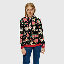 Толстовка-худи женская Лошади и цветы, цвет: 3D-красный — фото 2