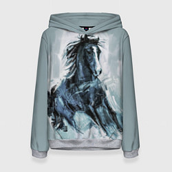 Толстовка-худи женская Нарисованный конь, цвет: 3D-меланж