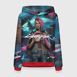 Толстовка-худи женская CYBERPUNK 2077 спина Z, цвет: 3D-красный