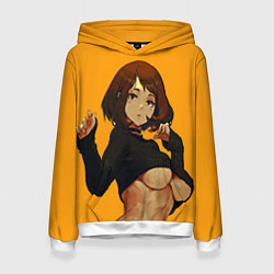 Толстовка-худи женская Uraraka Ahegao Урарака, цвет: 3D-белый