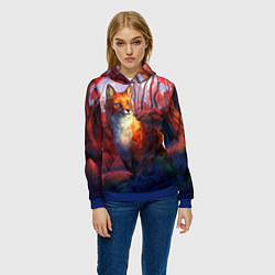 Толстовка-худи женская Рыжая лиса, цвет: 3D-синий — фото 2