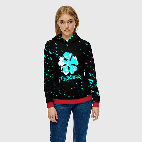 Женская толстовка Черный клевер / 3D-Красный – фото 3