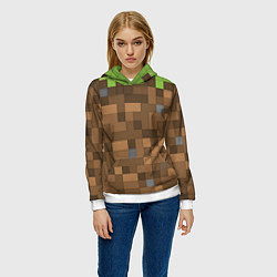 Толстовка-худи женская Minecraft камуфляж, цвет: 3D-белый — фото 2