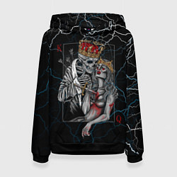 Толстовка-худи женская The Skull King and Queen, цвет: 3D-черный