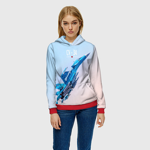 Женская толстовка Су-34 / 3D-Красный – фото 3