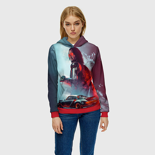 Женская толстовка Cyberpunk 2077 Джонни и Порш / 3D-Красный – фото 3