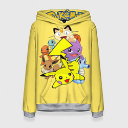 Толстовка-худи женская Pokemon-Pikachu, цвет: 3D-меланж