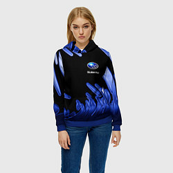Толстовка-худи женская Subaru, цвет: 3D-синий — фото 2