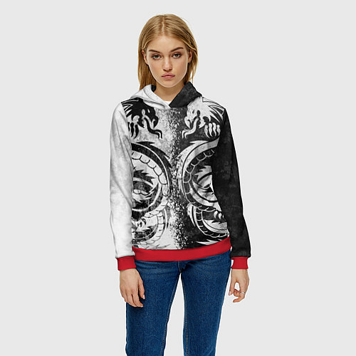 Женская толстовка ДРАКОНЫ DRAGONS / 3D-Красный – фото 3