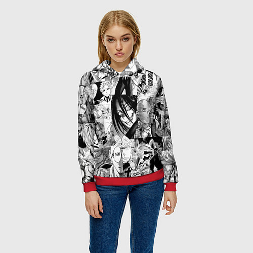 Женская толстовка One-Punch Man Ванпачмен / 3D-Красный – фото 3