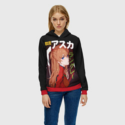 Толстовка-худи женская Asuka, цвет: 3D-красный — фото 2