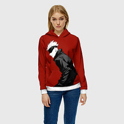 Толстовка-худи женская Годжо Магическая Битва арт02, цвет: 3D-белый — фото 2