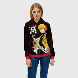 Толстовка-худи женская КЛИНОК РАССЕКАЮЩИЙ ДЕМОНОВ, цвет: 3D-красный — фото 2