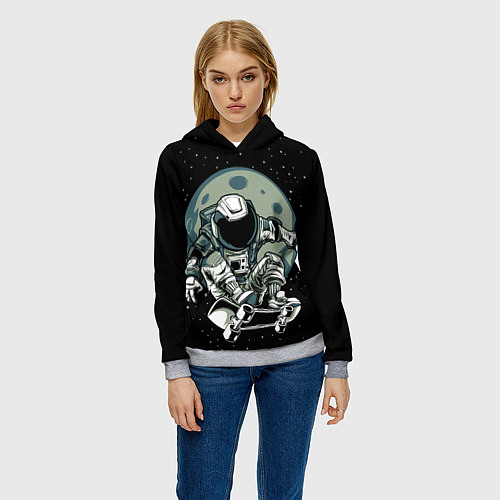 Женская толстовка Скейтер в Космосе / 3D-Меланж – фото 3