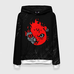 Толстовка-худи женская CYBERPUNK 2077 КОТ КИАНУ РИВЗ, цвет: 3D-белый