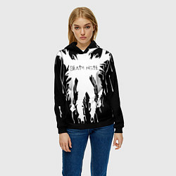 Толстовка-худи женская DEATH NOTE ТЕТРАДЬ СМЕРТИ, цвет: 3D-черный — фото 2