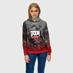 Толстовка-худи женская DOOM, цвет: 3D-красный — фото 2