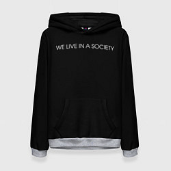 Толстовка-худи женская WE LIVE IN A SOCIETY, цвет: 3D-меланж