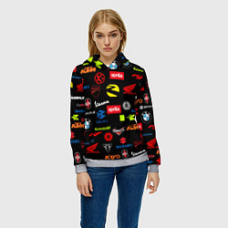 Толстовка-худи женская Motorcycle pattern Мото паттерн Z, цвет: 3D-меланж — фото 2