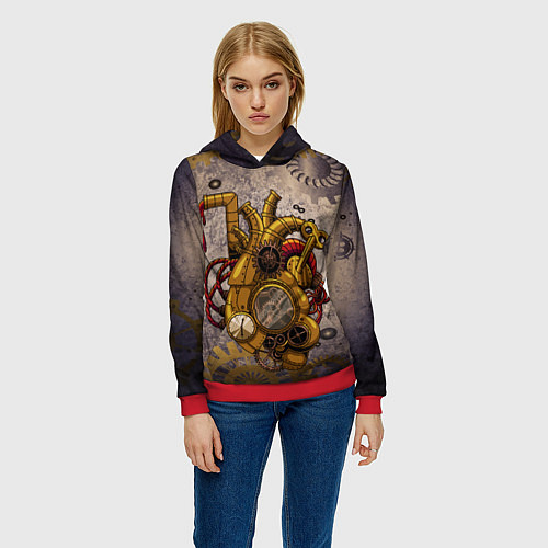 Женская толстовка Механическое сердце / 3D-Красный – фото 3