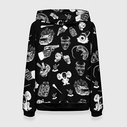 Толстовка-худи женская КРОВОСТОК ТАТУИРОВКИ, цвет: 3D-черный