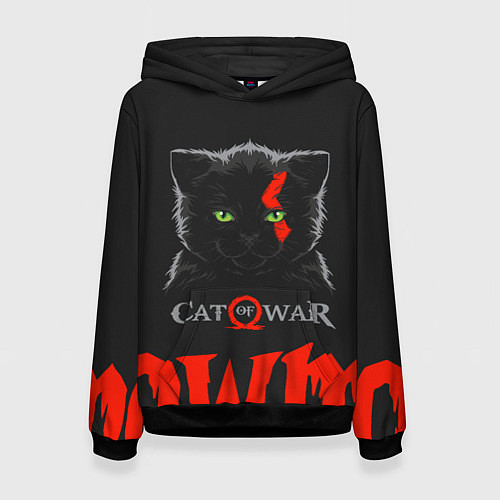 Женская толстовка Cat of war / 3D-Черный – фото 1