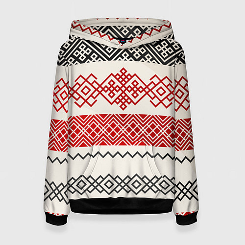 Женская толстовка Славянский узор красно-черный / 3D-Черный – фото 1