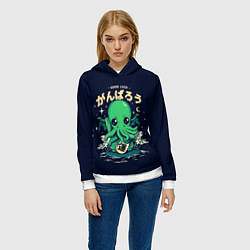 Толстовка-худи женская Cthulhu Good Luck, цвет: 3D-белый — фото 2